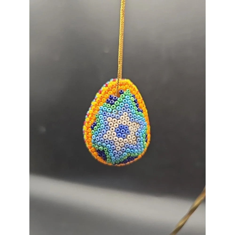 Huichol Beaded‎ Eggs Ornament Handmade Mexican Folk Art Easter  or Christmas